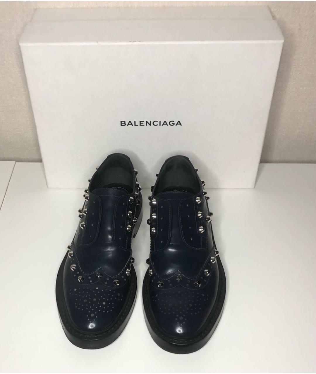 BALENCIAGA Темно-синие кожаные ботинки, фото 2