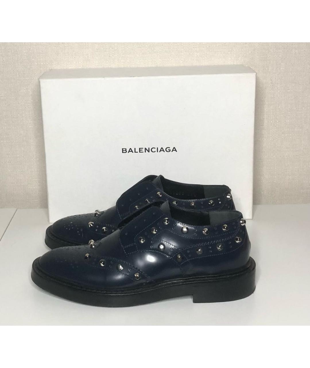 BALENCIAGA Темно-синие кожаные ботинки, фото 5