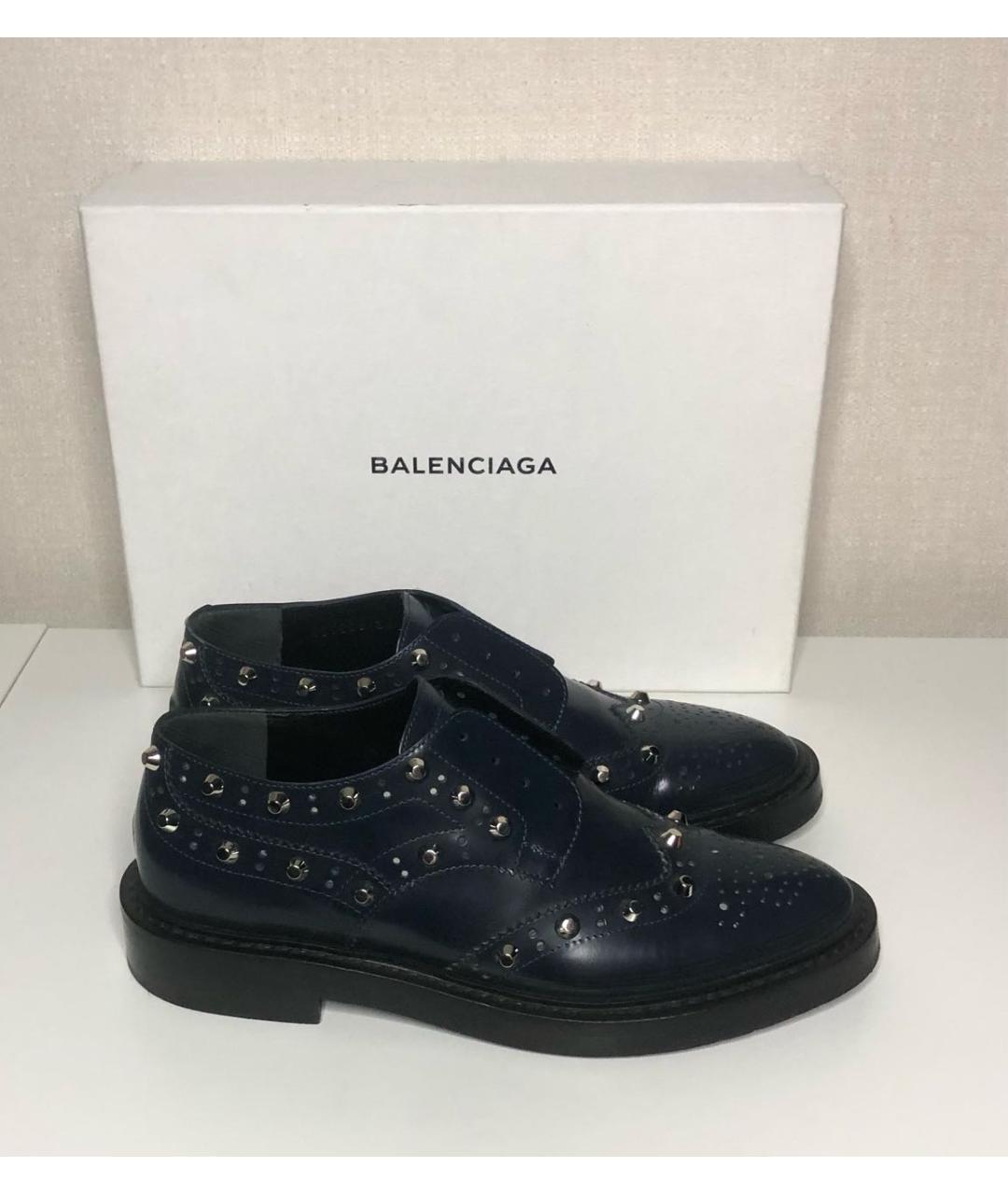 BALENCIAGA Темно-синие кожаные ботинки, фото 7