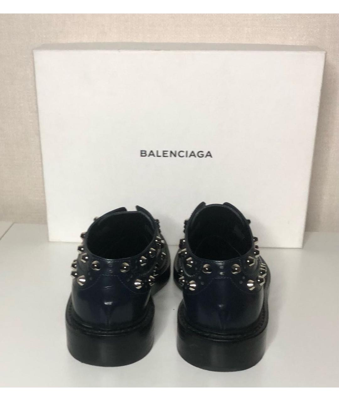 BALENCIAGA Темно-синие кожаные ботинки, фото 4