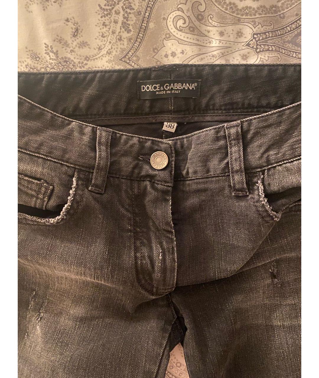 DOLCE&GABBANA Серые хлопковые прямые джинсы, фото 3