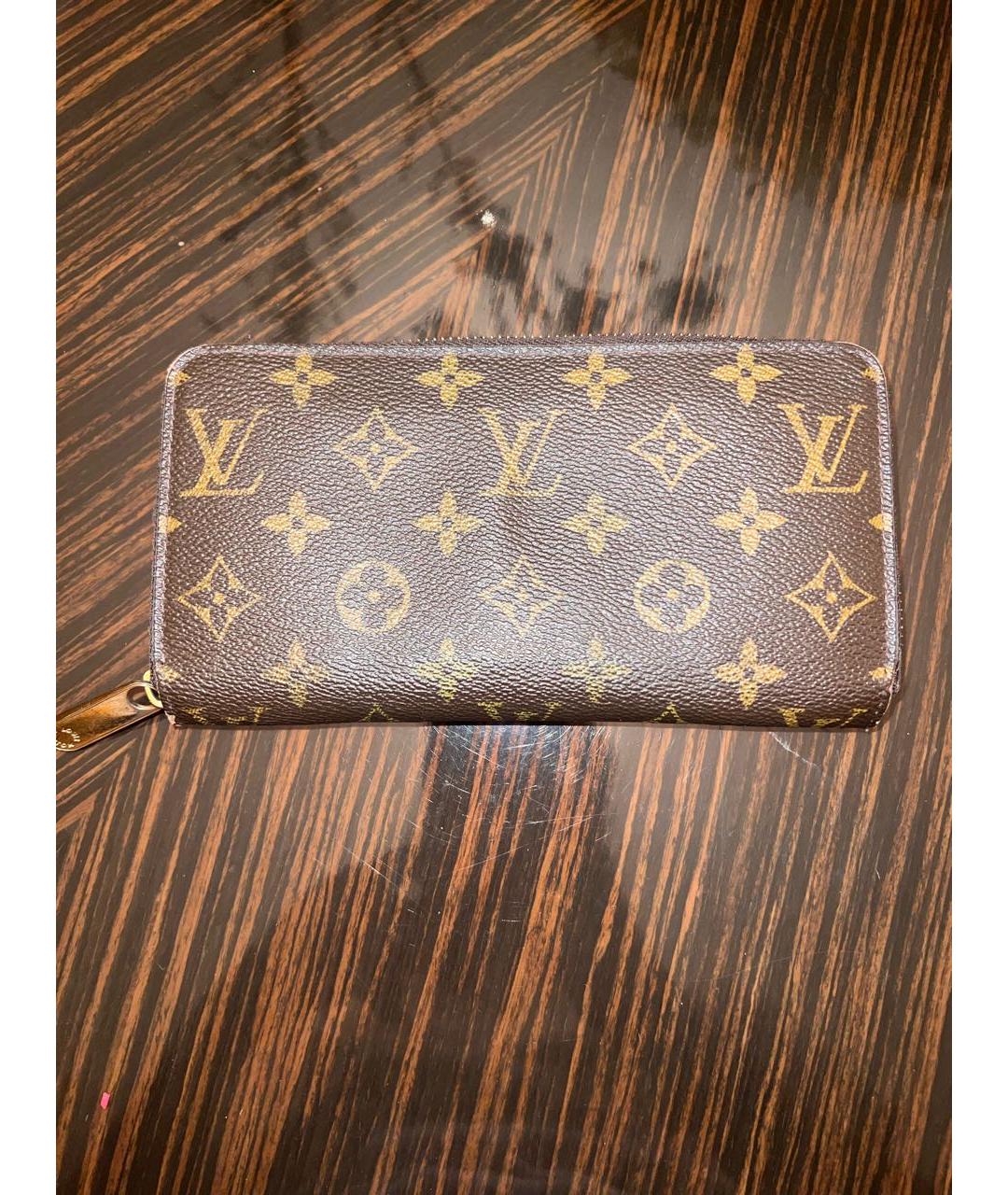 LOUIS VUITTON Коричневый кожаный кошелек, фото 3