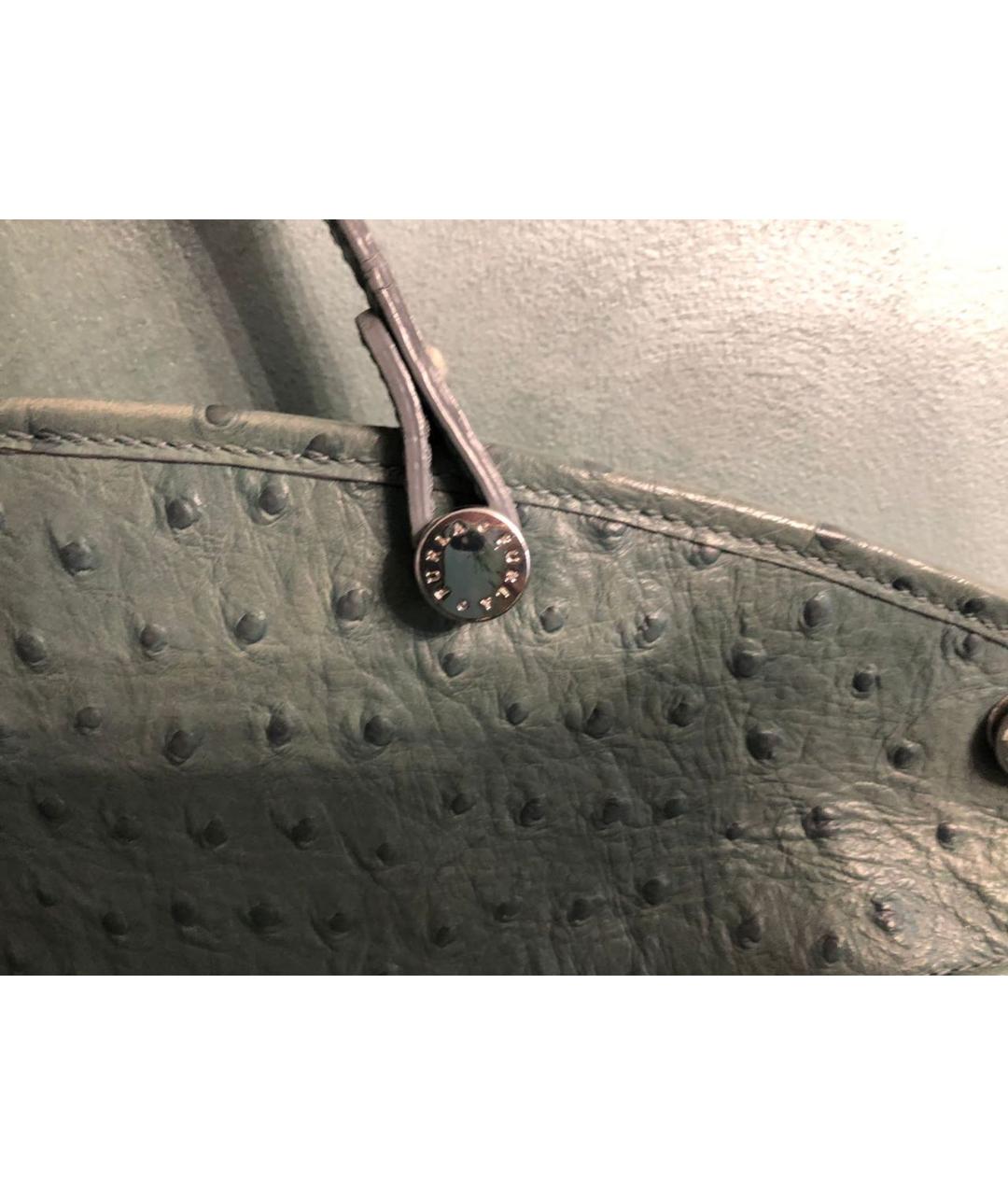 FURLA Голубая кожаная сумка с короткими ручками, фото 5