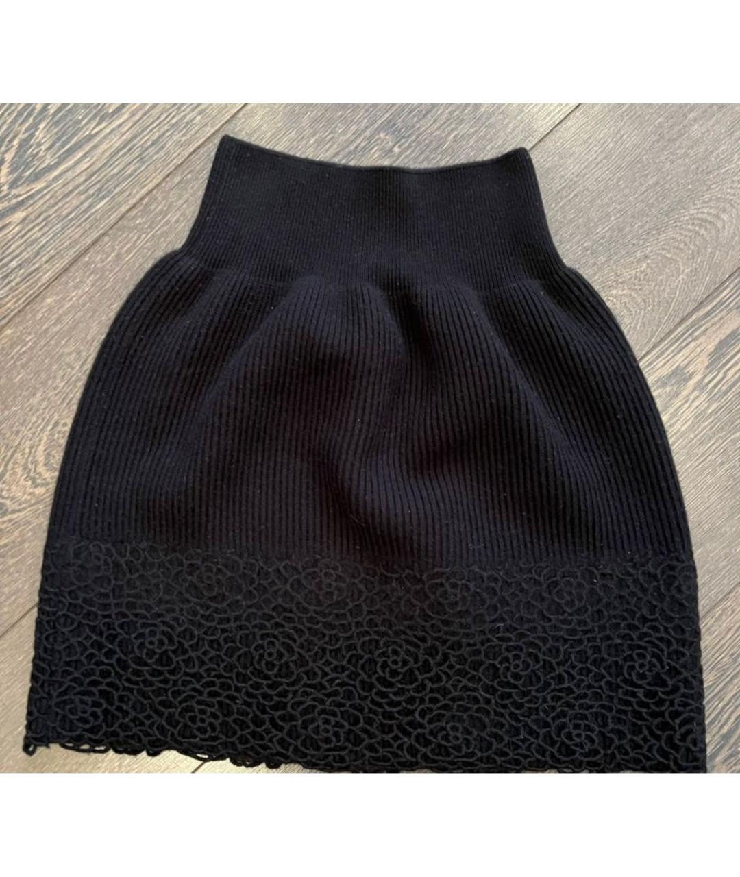 CHANEL PRE-OWNED Черная кашемировая юбка мини, фото 2