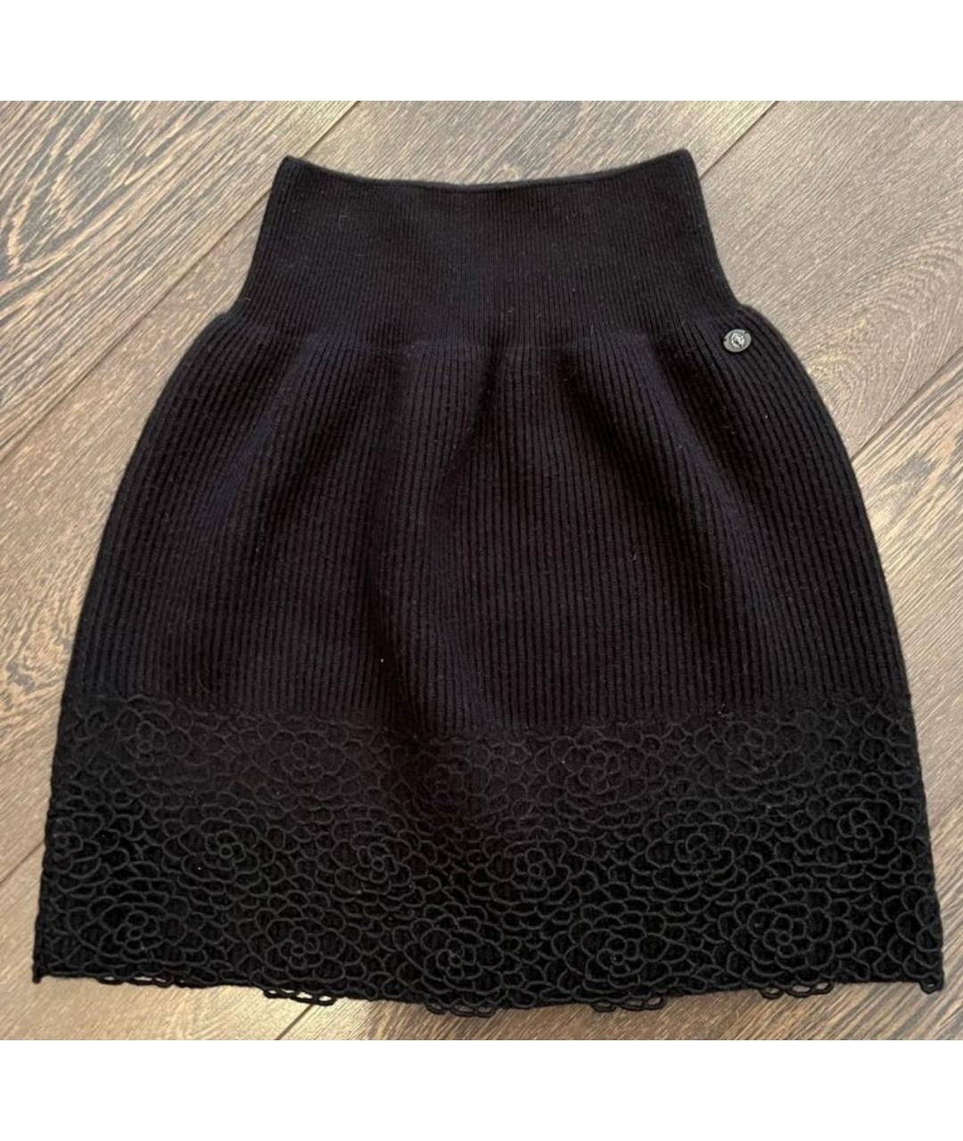 CHANEL PRE-OWNED Черная кашемировая юбка мини, фото 5