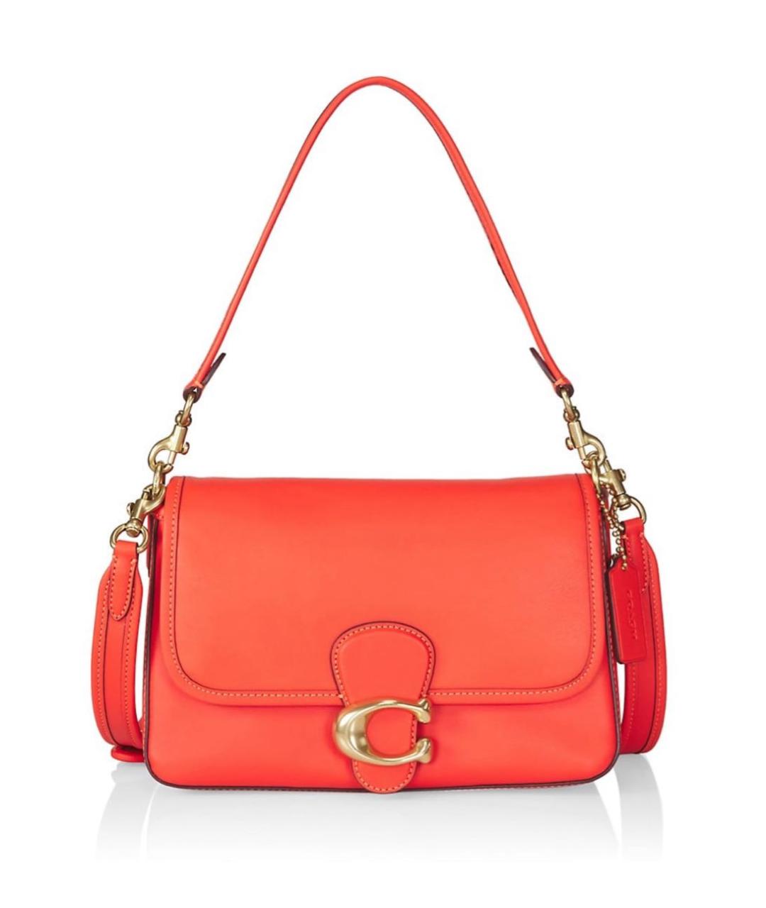 COACH Коралловая кожаная сумка через плечо, фото 5