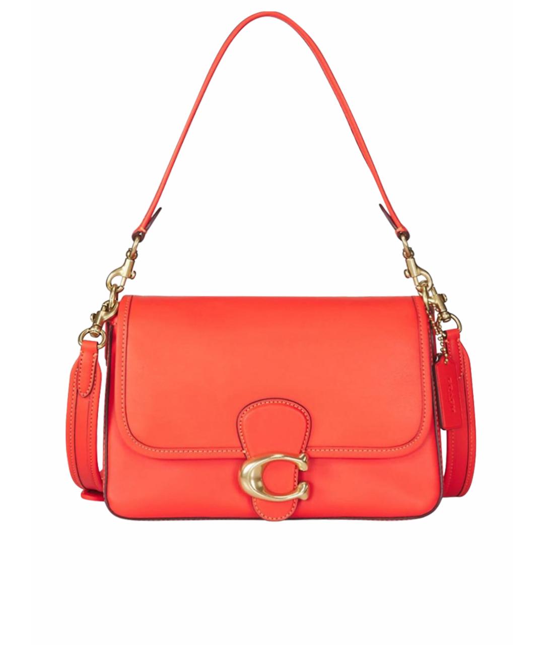 COACH Коралловая кожаная сумка через плечо, фото 1