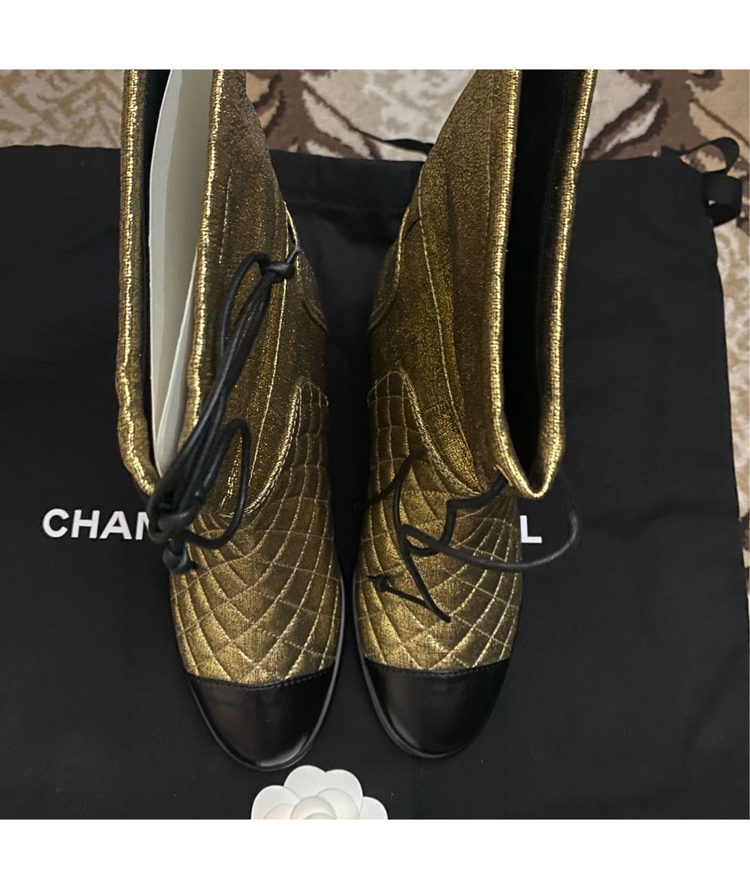 CHANEL PRE-OWNED Золотые ботинки, фото 3