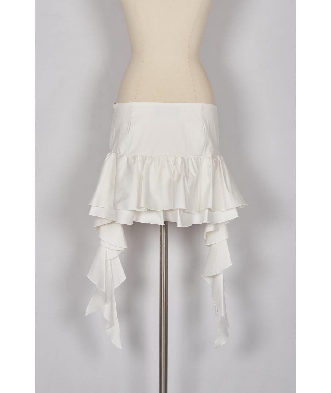 BLUMARINE Белая хлопковая юбка мини, фото 5
