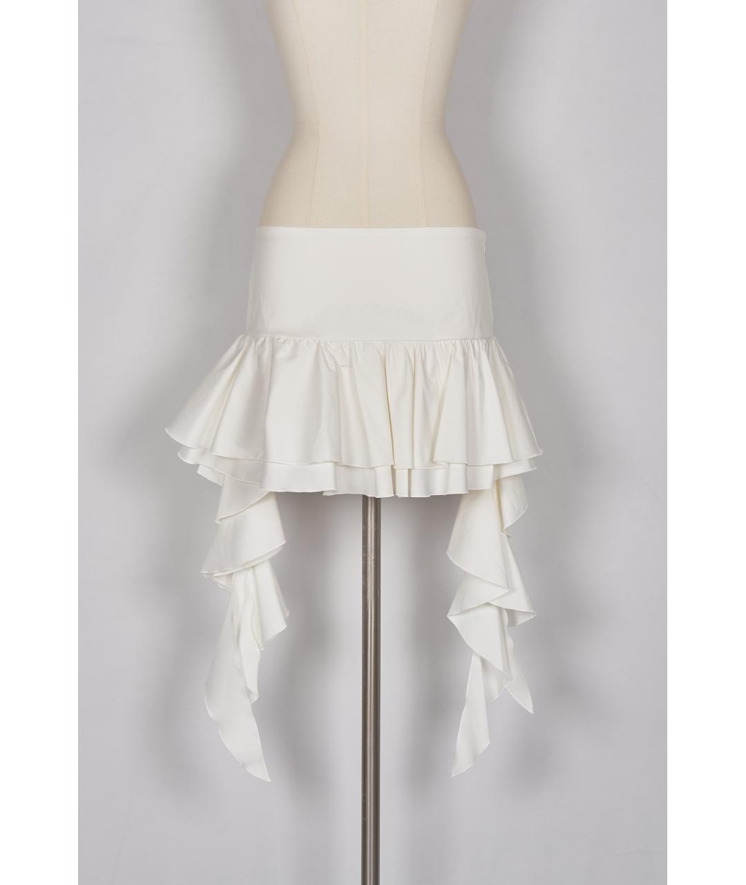 BLUMARINE Белая хлопковая юбка мини, фото 4