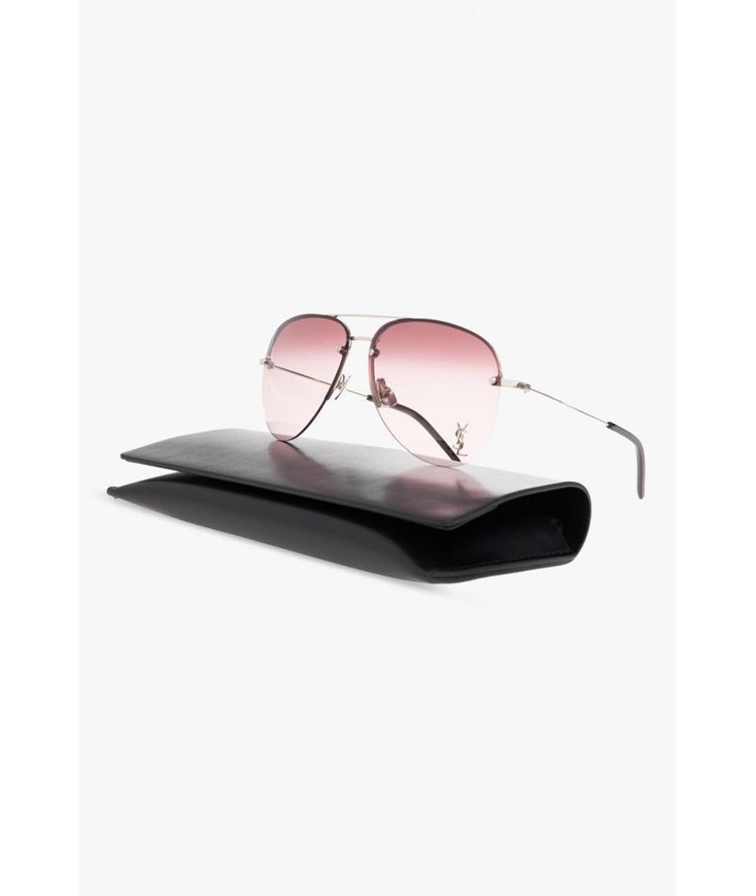 SAINT LAURENT Розовые металлические солнцезащитные очки, фото 3