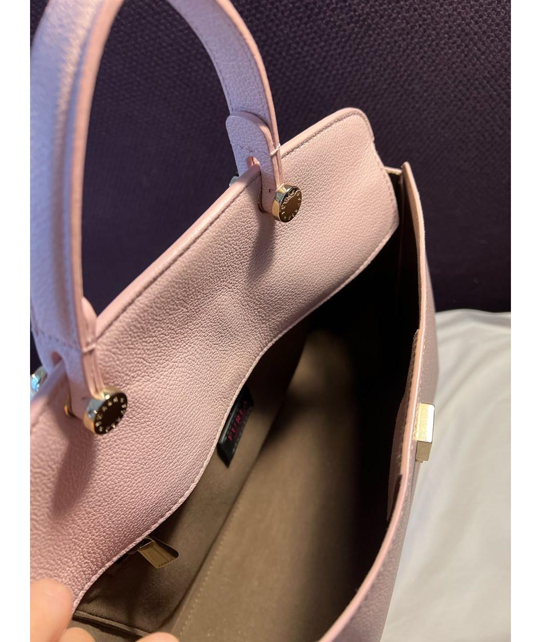 FURLA Розовая кожаная сумка с короткими ручками, фото 4