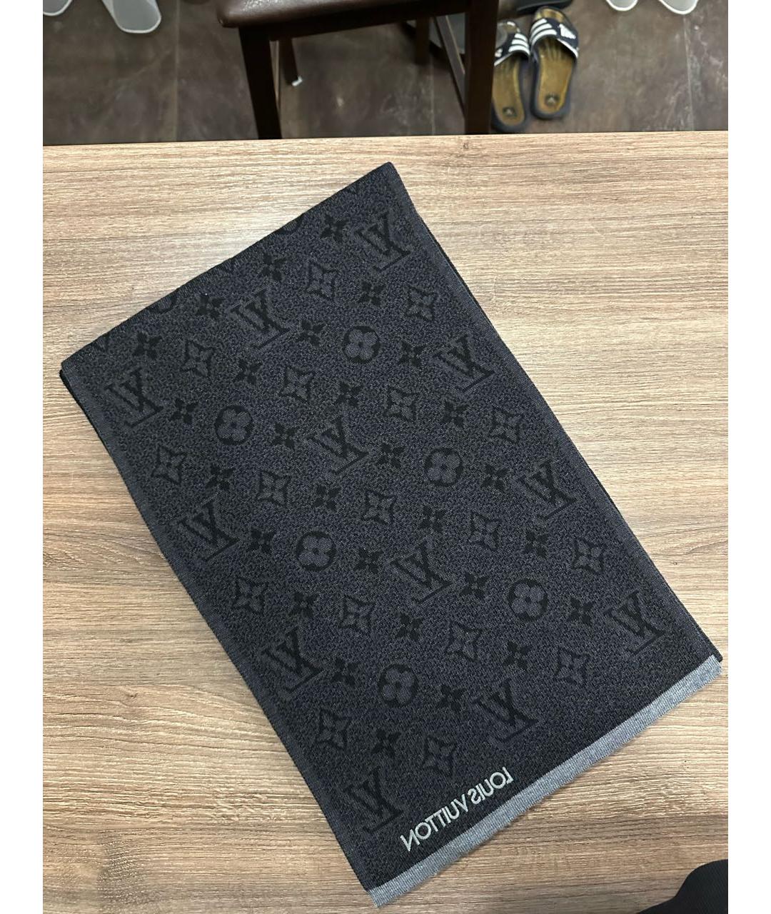 LOUIS VUITTON PRE-OWNED Серый шерстяной шарф, фото 5