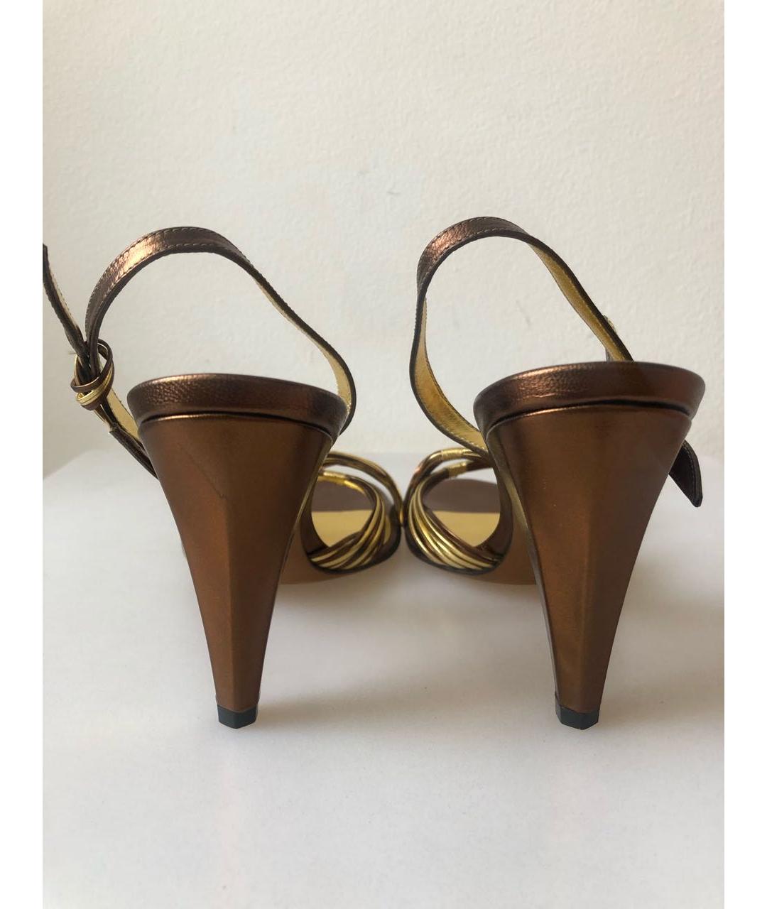 POLLINI Золотые кожаные босоножки, фото 4