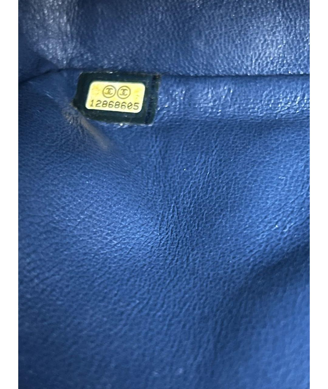 CHANEL PRE-OWNED Синяя кожаная сумка через плечо, фото 7