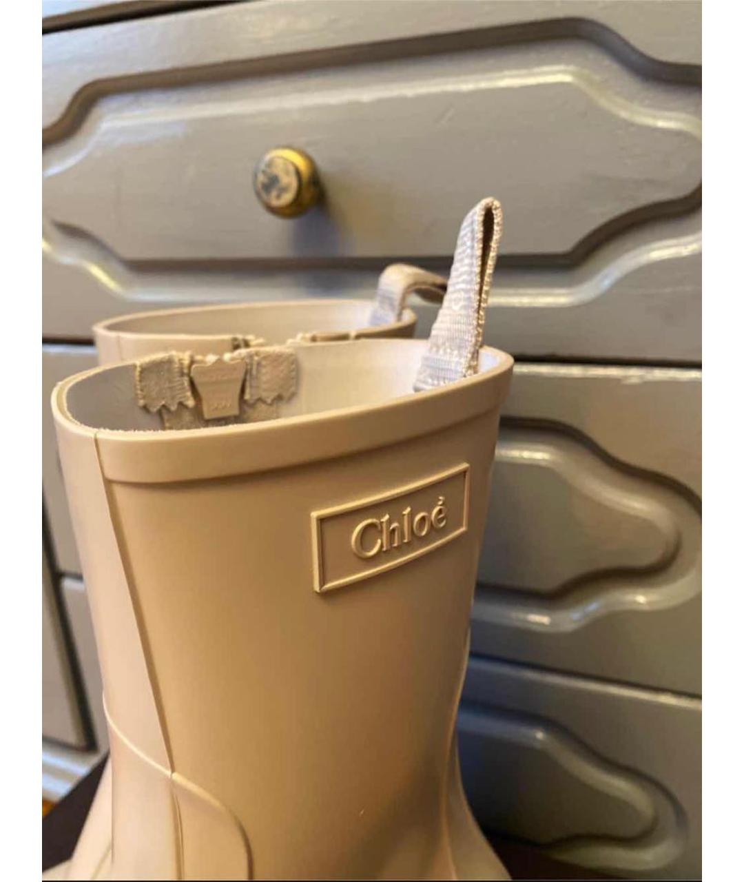 CHLOE Бежевые резиновые сапоги, фото 3