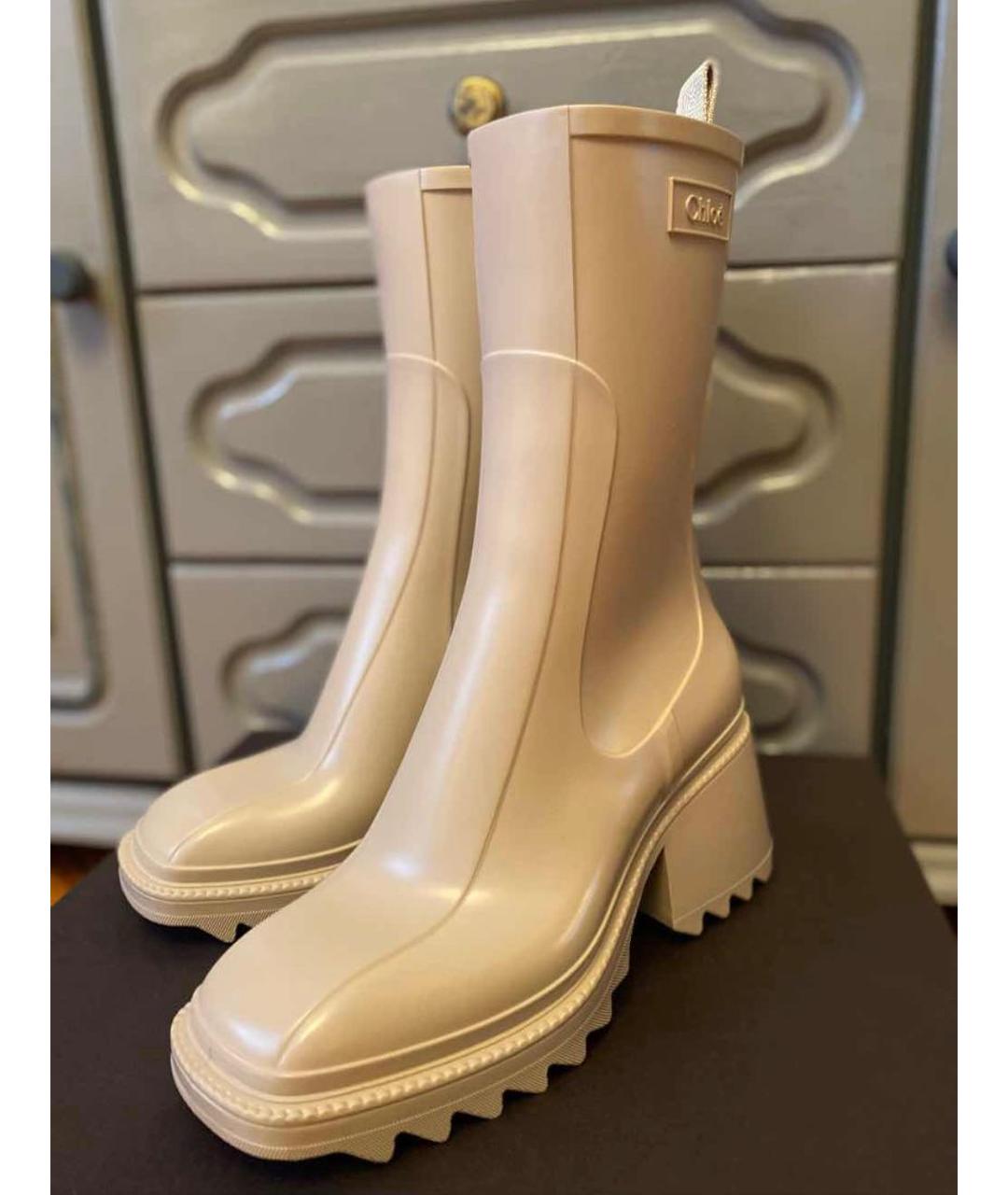 CHLOE Бежевые резиновые сапоги, фото 2