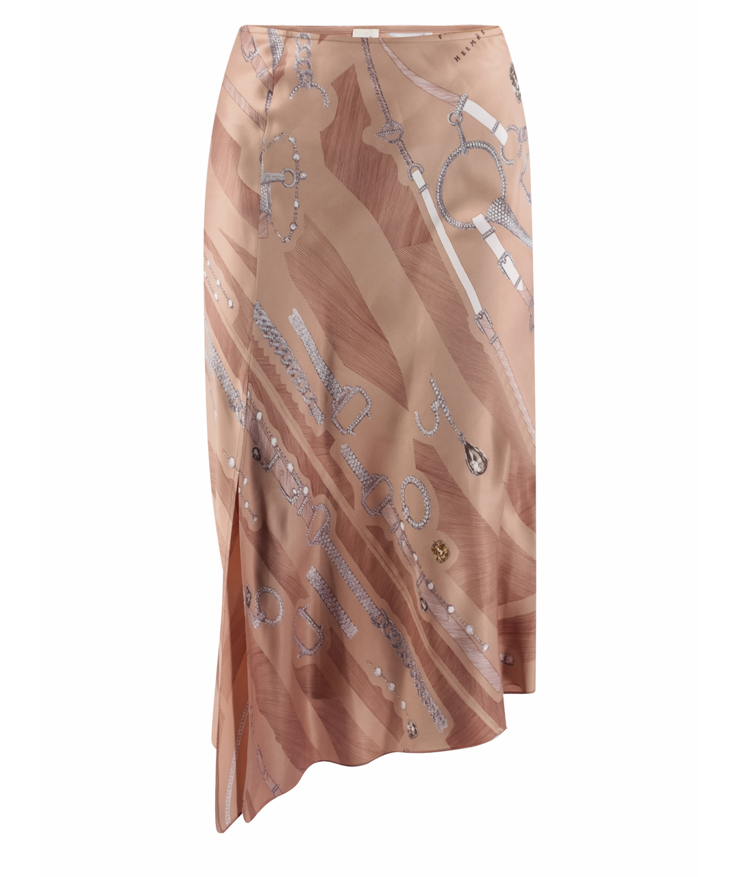 HERMES PRE-OWNED Бежевая шелковая юбка миди, фото 1