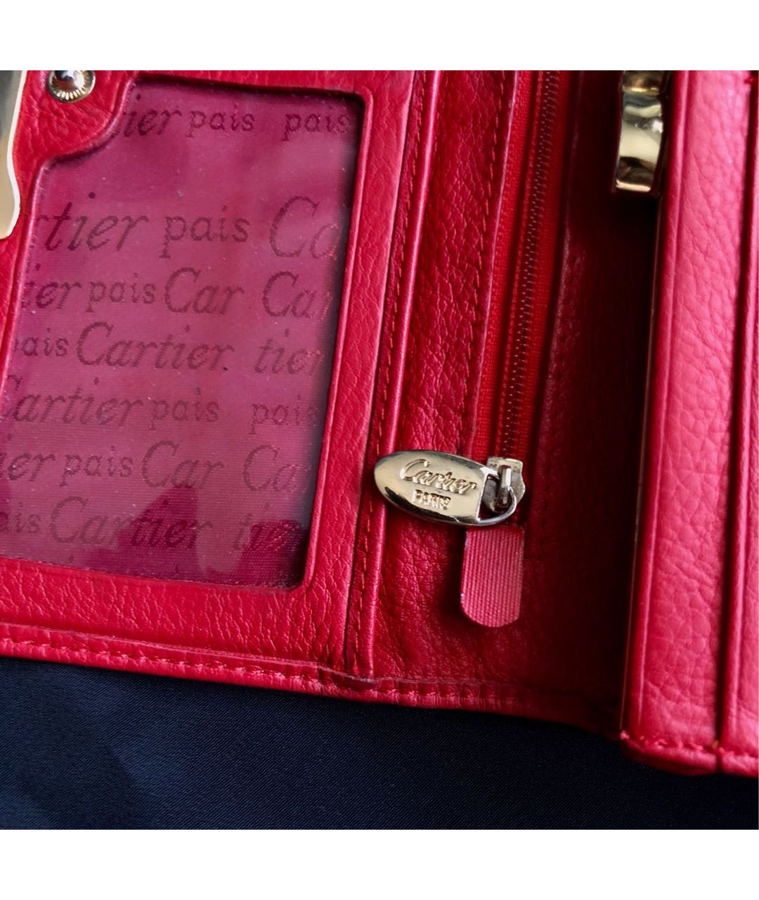 CARTIER Красный кожаный кошелек, фото 7
