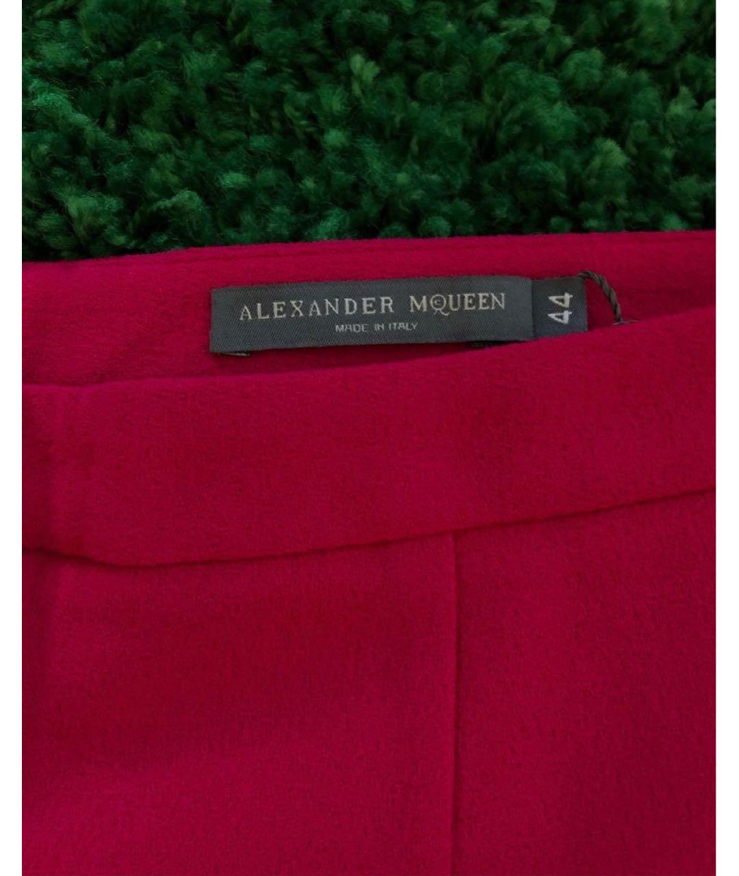 ALEXANDER MCQUEEN Фуксия вискозные прямые брюки, фото 4