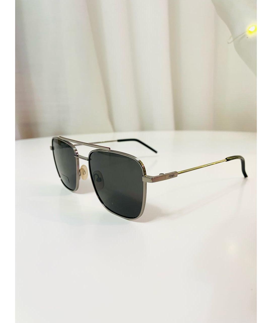 FENDI Антрацитовые металлические солнцезащитные очки, фото 5