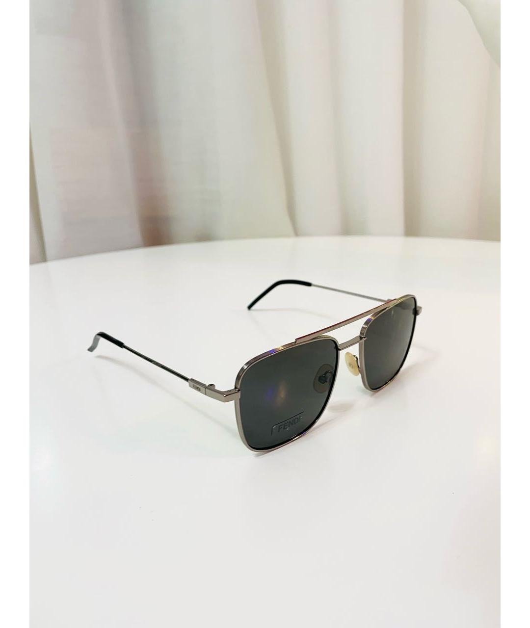 FENDI Антрацитовые металлические солнцезащитные очки, фото 3