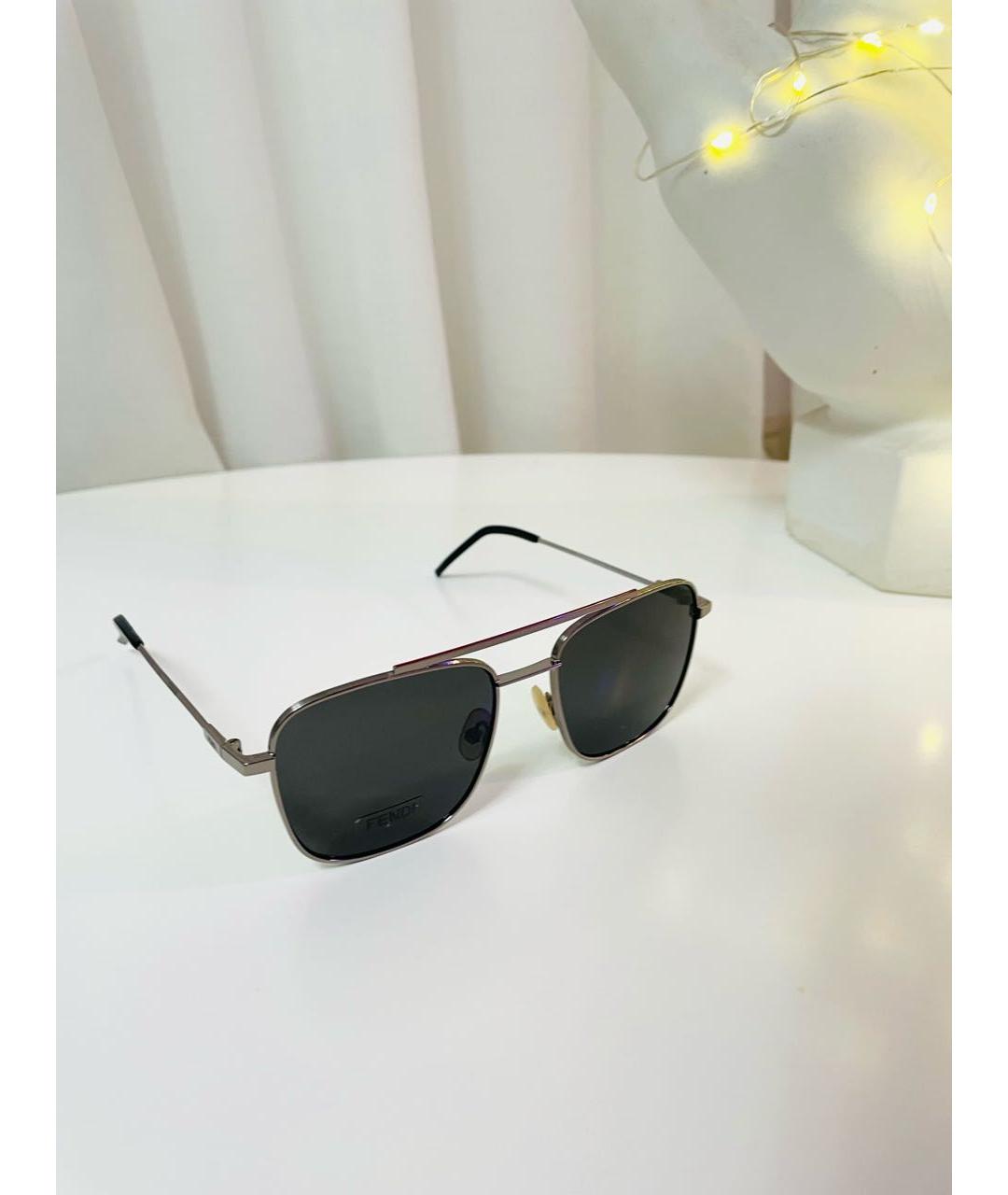 FENDI Антрацитовые металлические солнцезащитные очки, фото 7