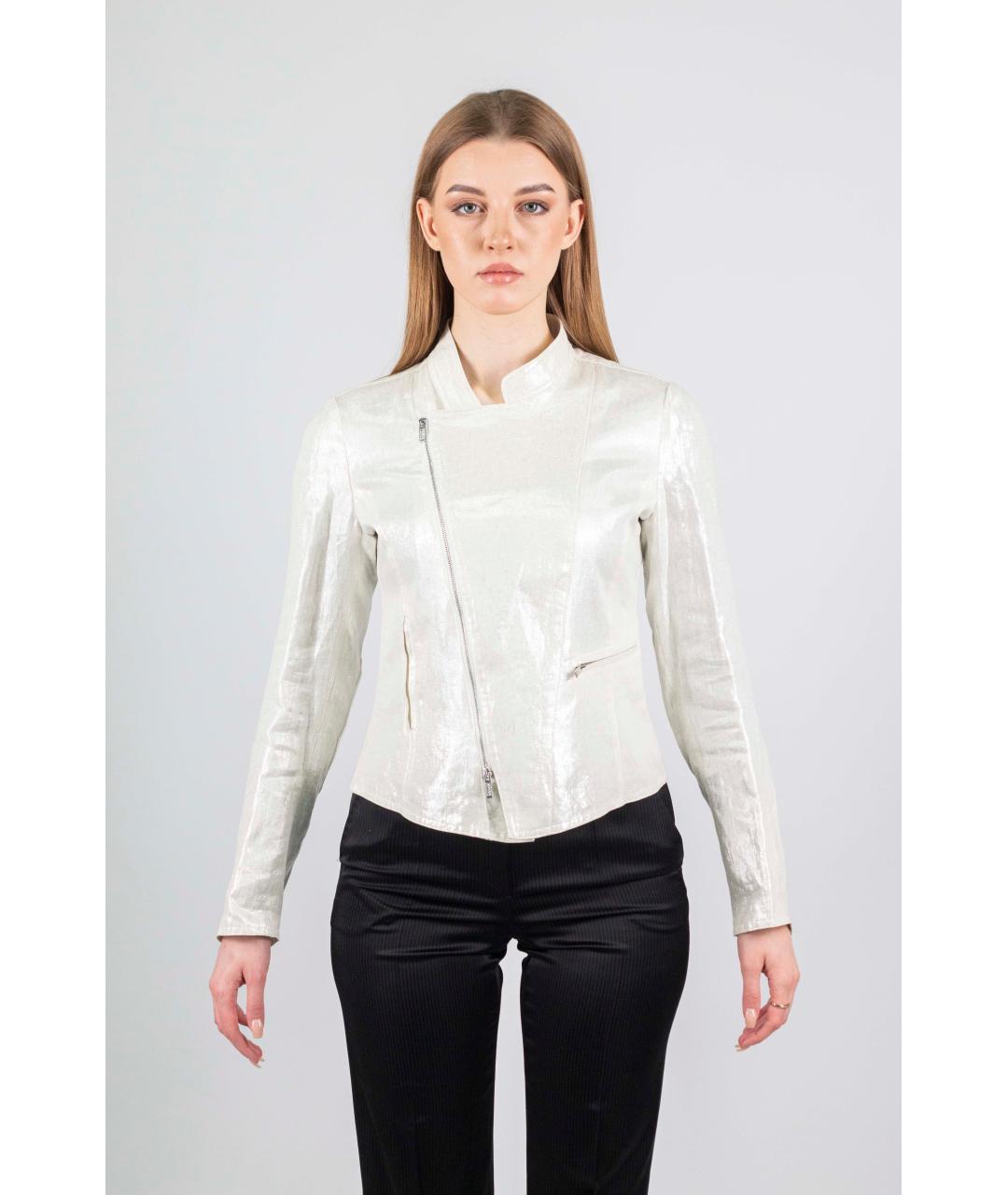 ARMANI COLLEZIONI Белый льняной жакет/пиджак, фото 9