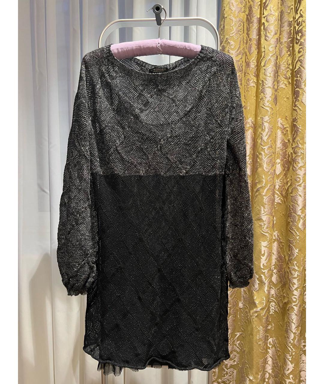 TWIN-SET Черное вискозное коктейльное платье, фото 5