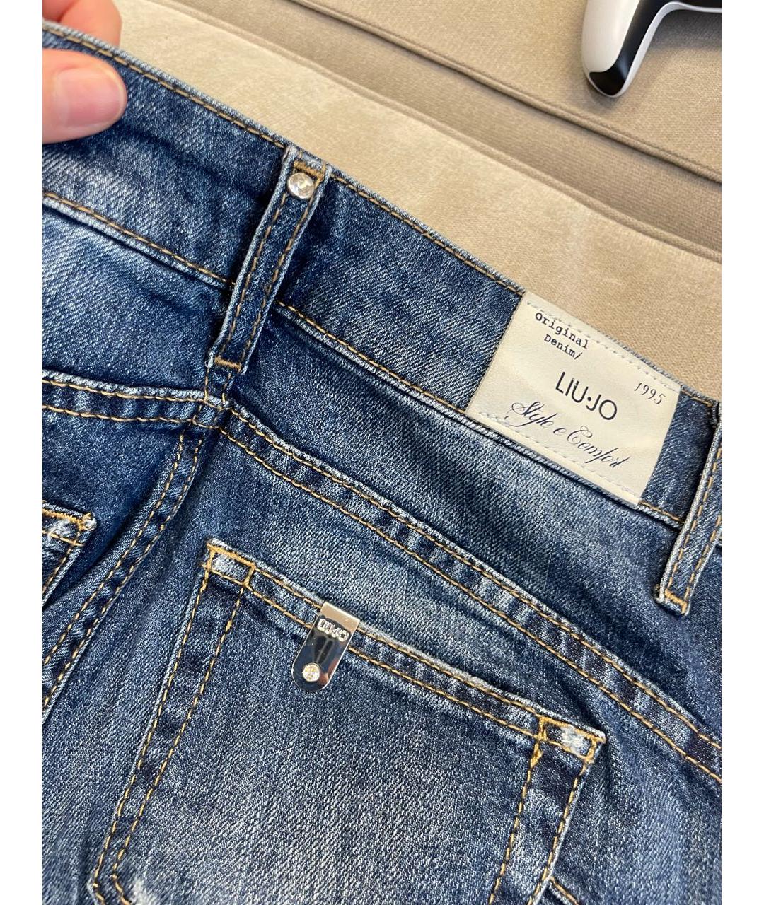 LIU JO Синие хлопко-полиэстеровые джинсы клеш, фото 5