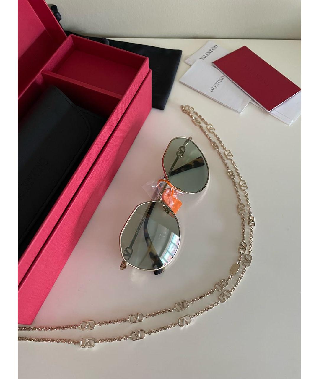 VALENTINO Зеленые металлические солнцезащитные очки, фото 2