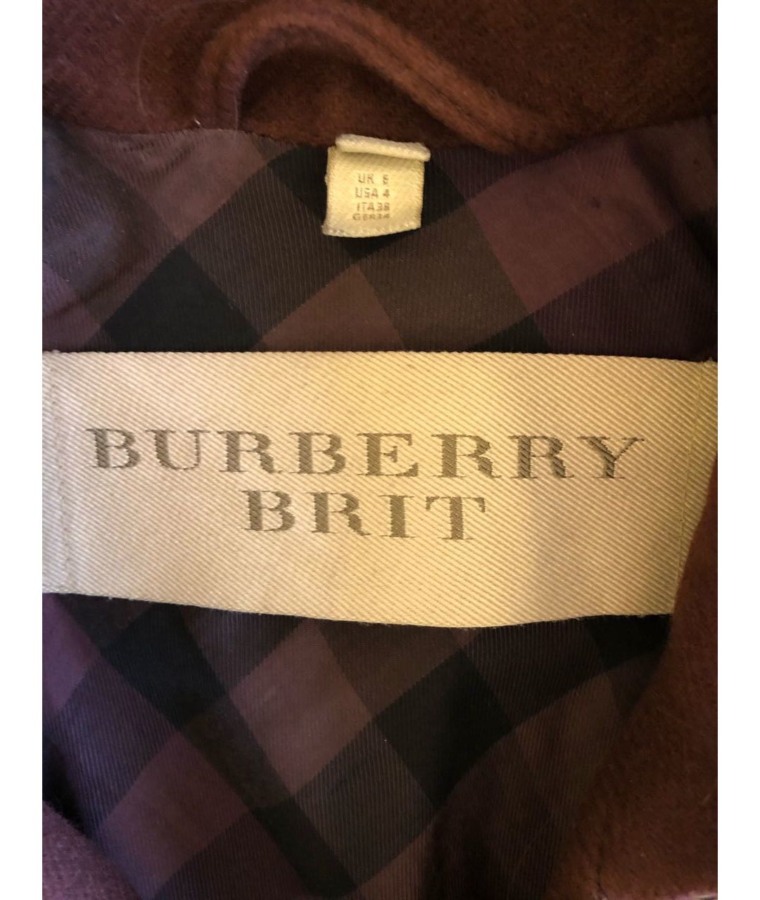 BURBERRY BRIT Бордовое шерстяное пальто, фото 3