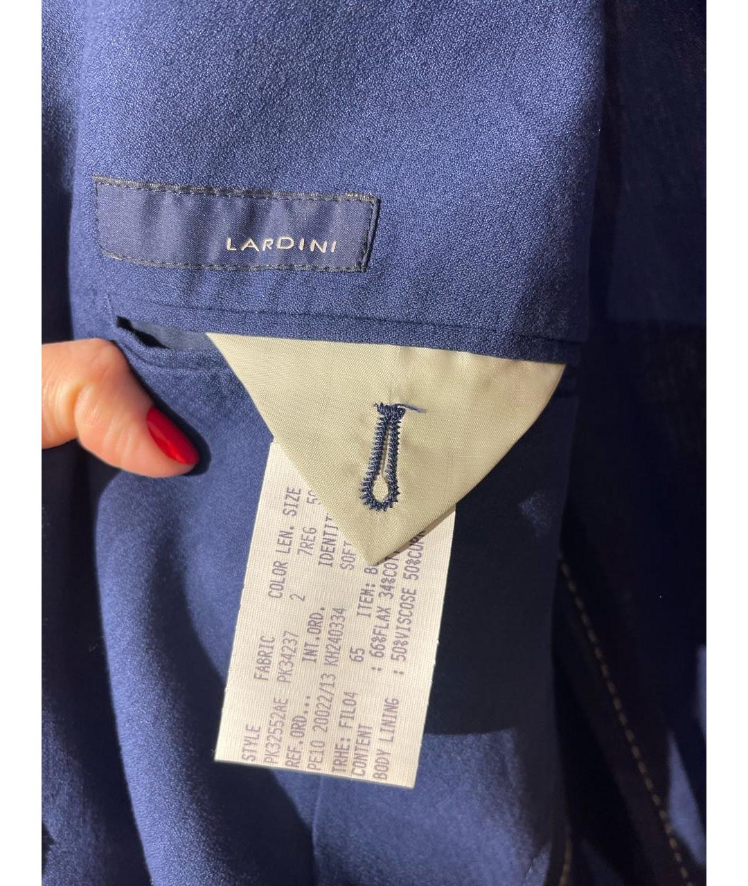 LARDINI Синий хлопковый пиджак, фото 4
