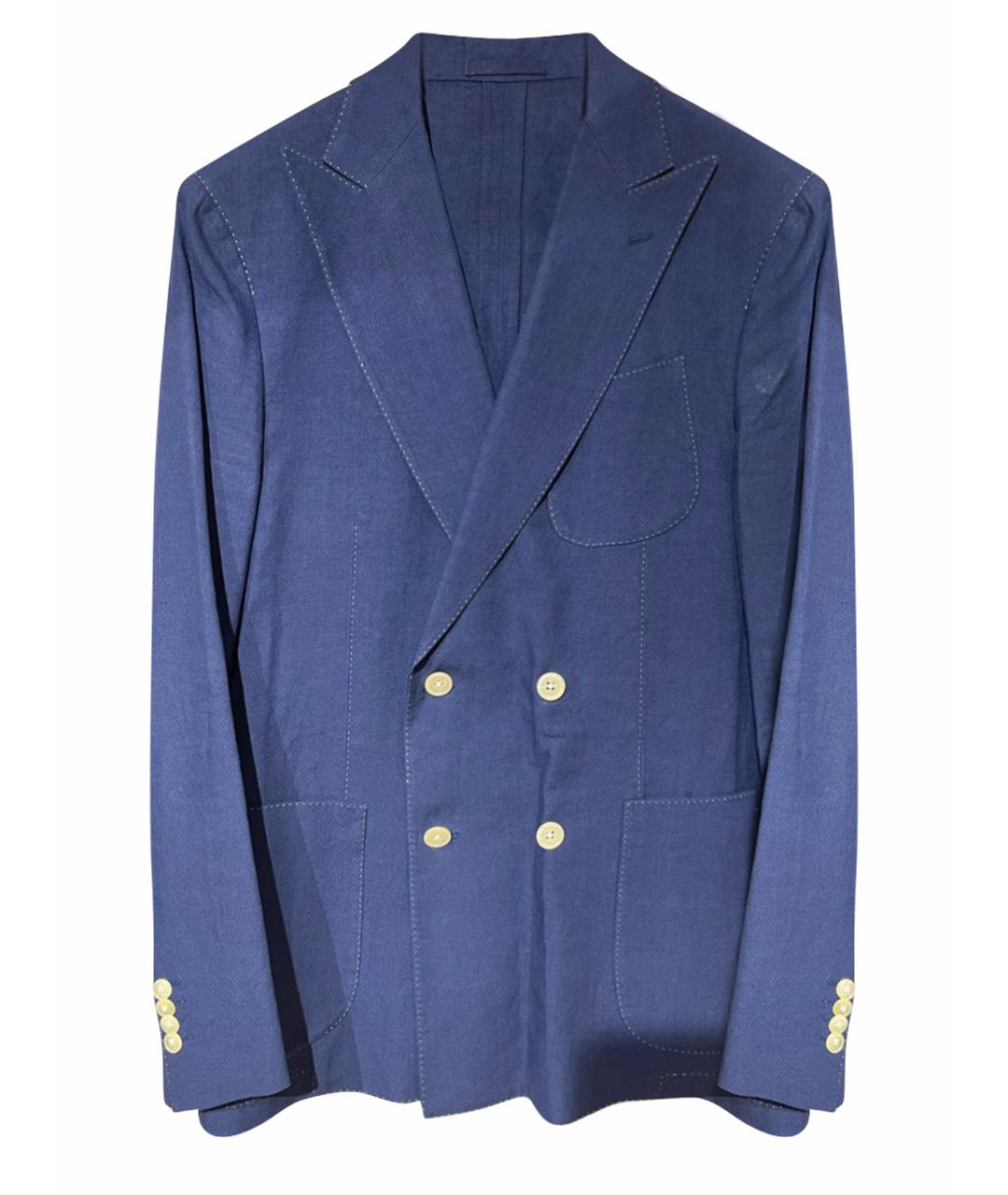 LARDINI Синий хлопковый пиджак, фото 1