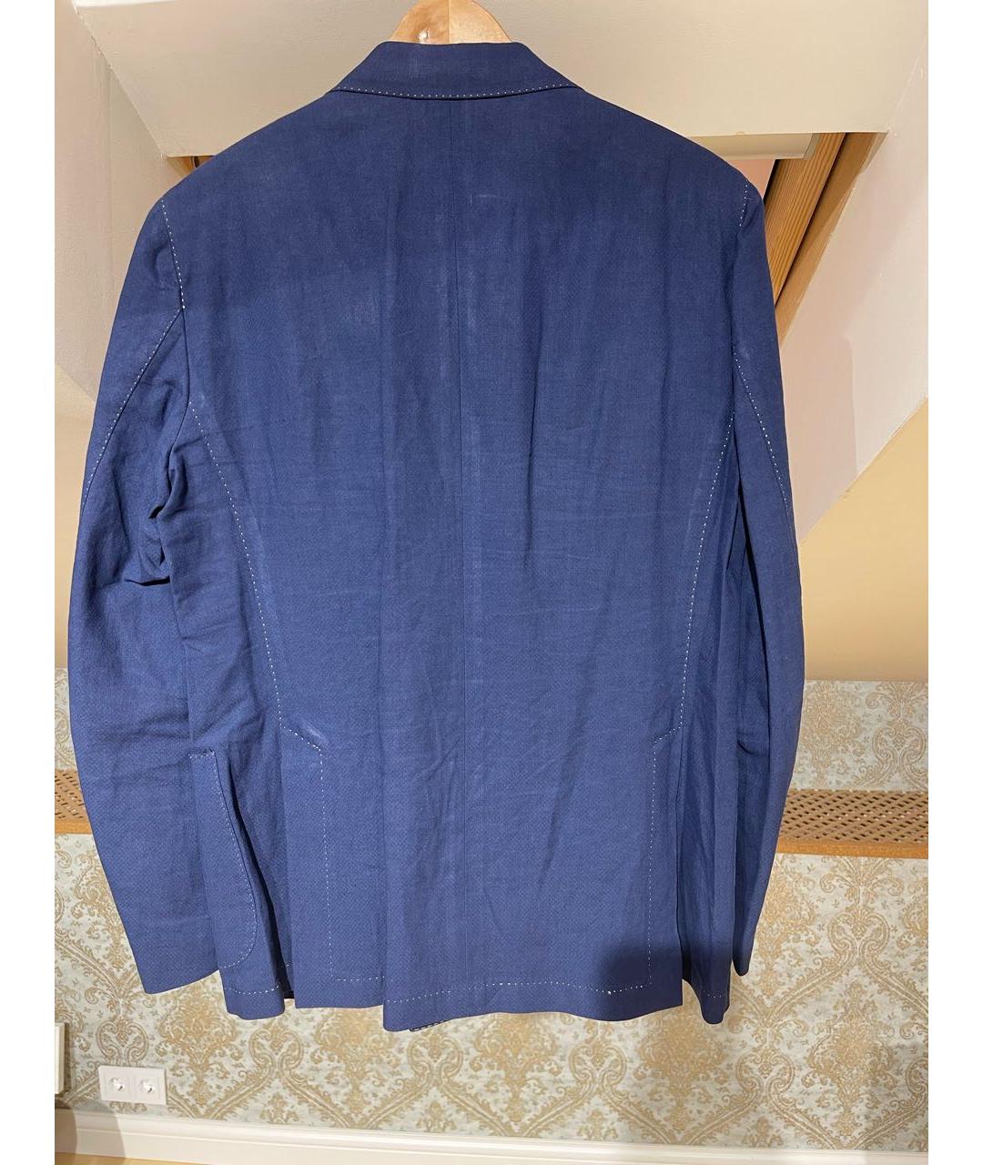 LARDINI Синий хлопковый пиджак, фото 2