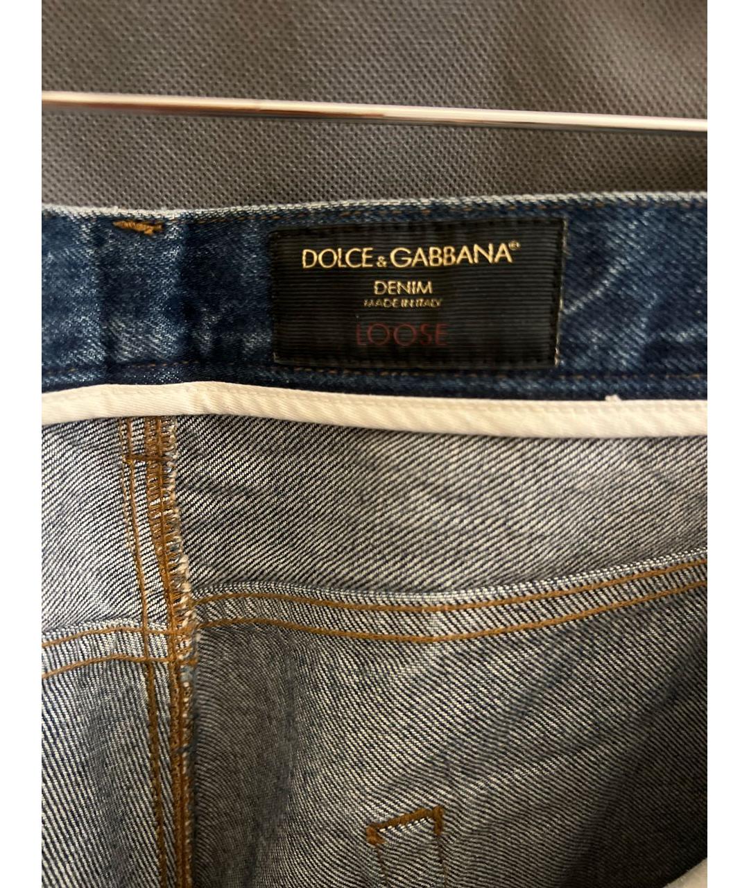 DOLCE&GABBANA Темно-синие хлопковые прямые джинсы, фото 7