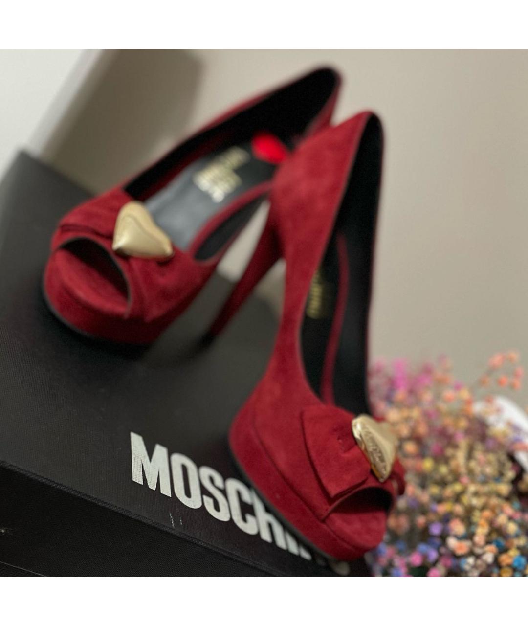 LOVE MOSCHINO Красные кожаные туфли, фото 3