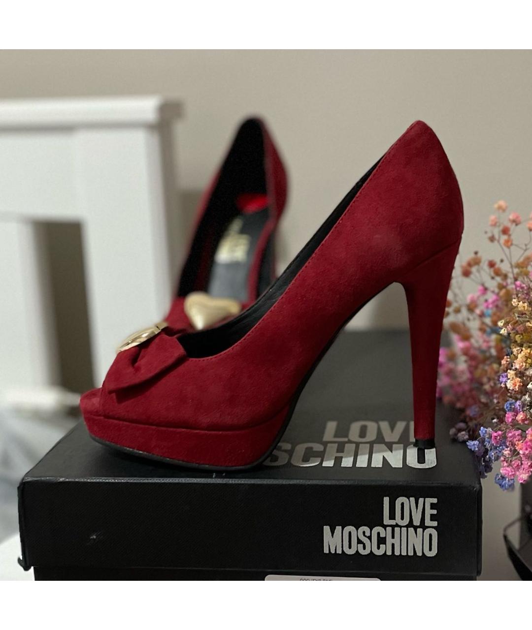 LOVE MOSCHINO Красные кожаные туфли, фото 4