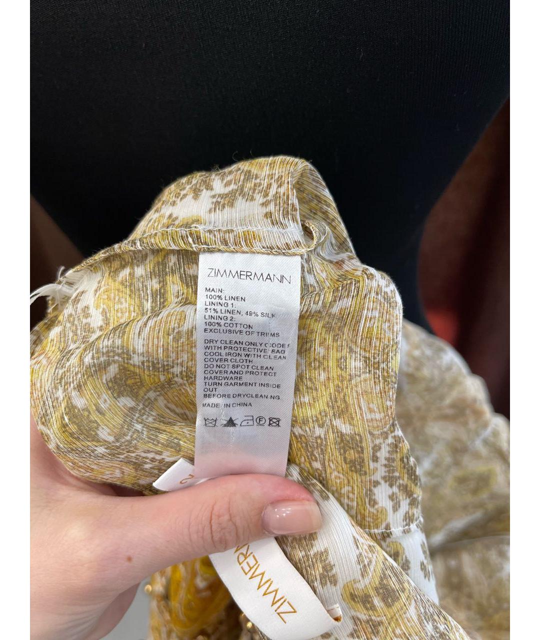 ZIMMERMANN Желтая льняная юбка мини, фото 5