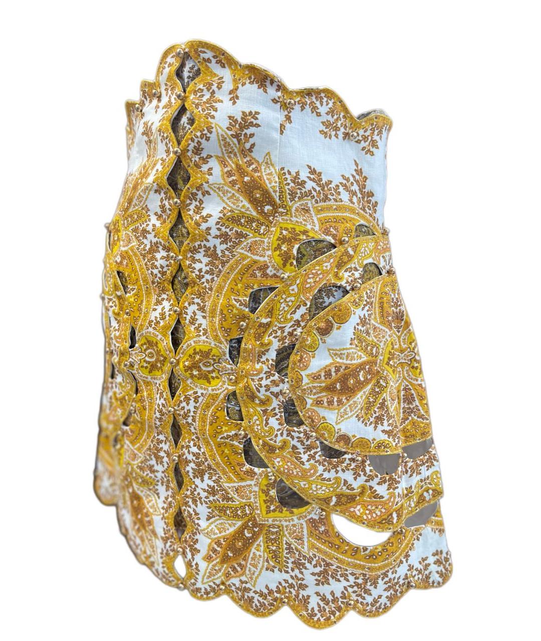 ZIMMERMANN Желтая льняная юбка мини, фото 2