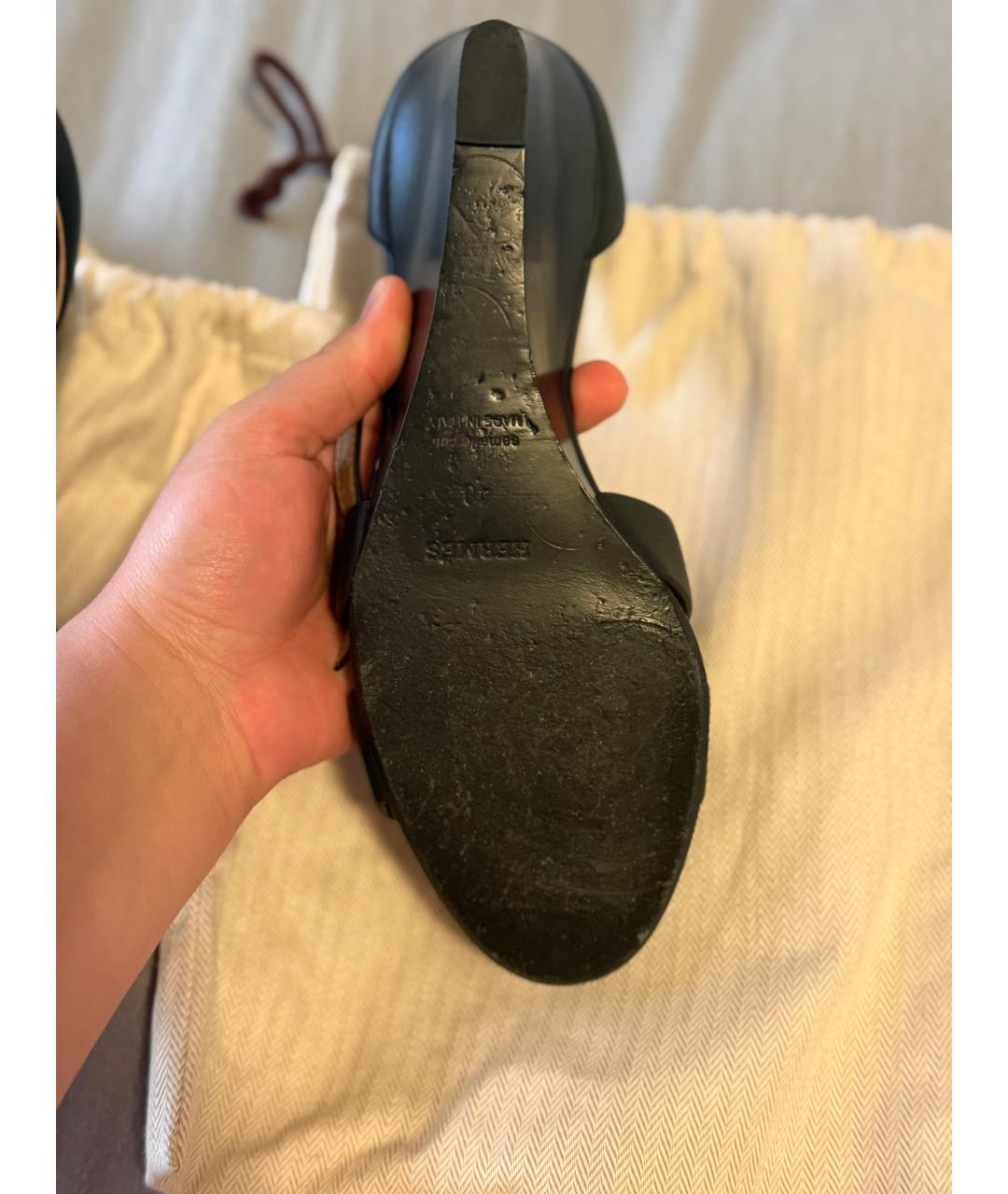 HERMES Черные кожаные босоножки, фото 6