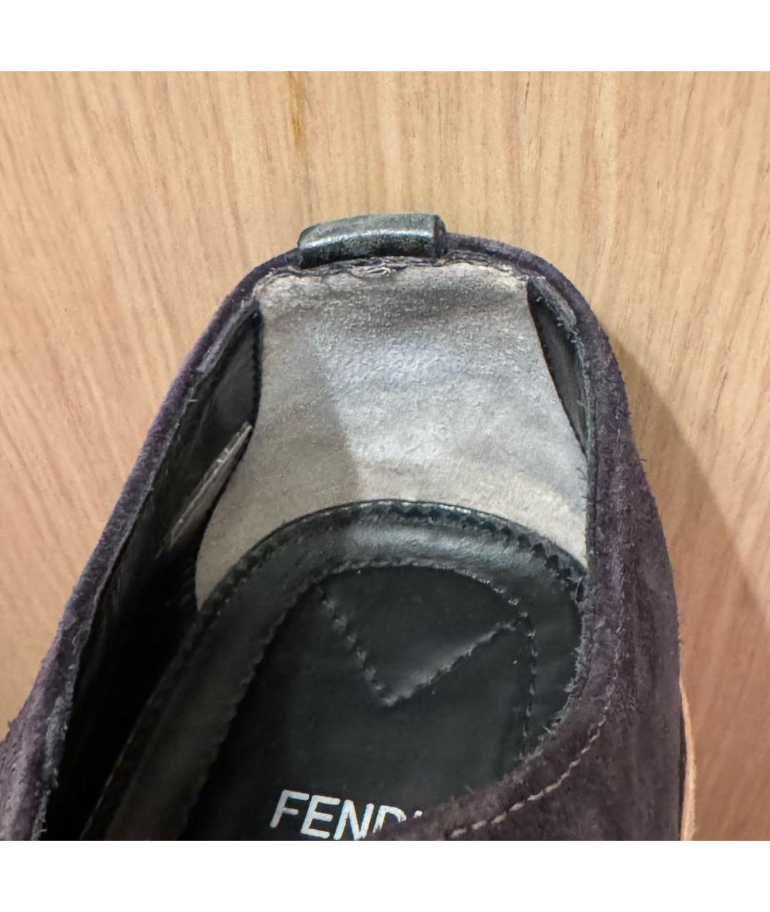 FENDI Темно-синие замшевые низкие ботинки, фото 8