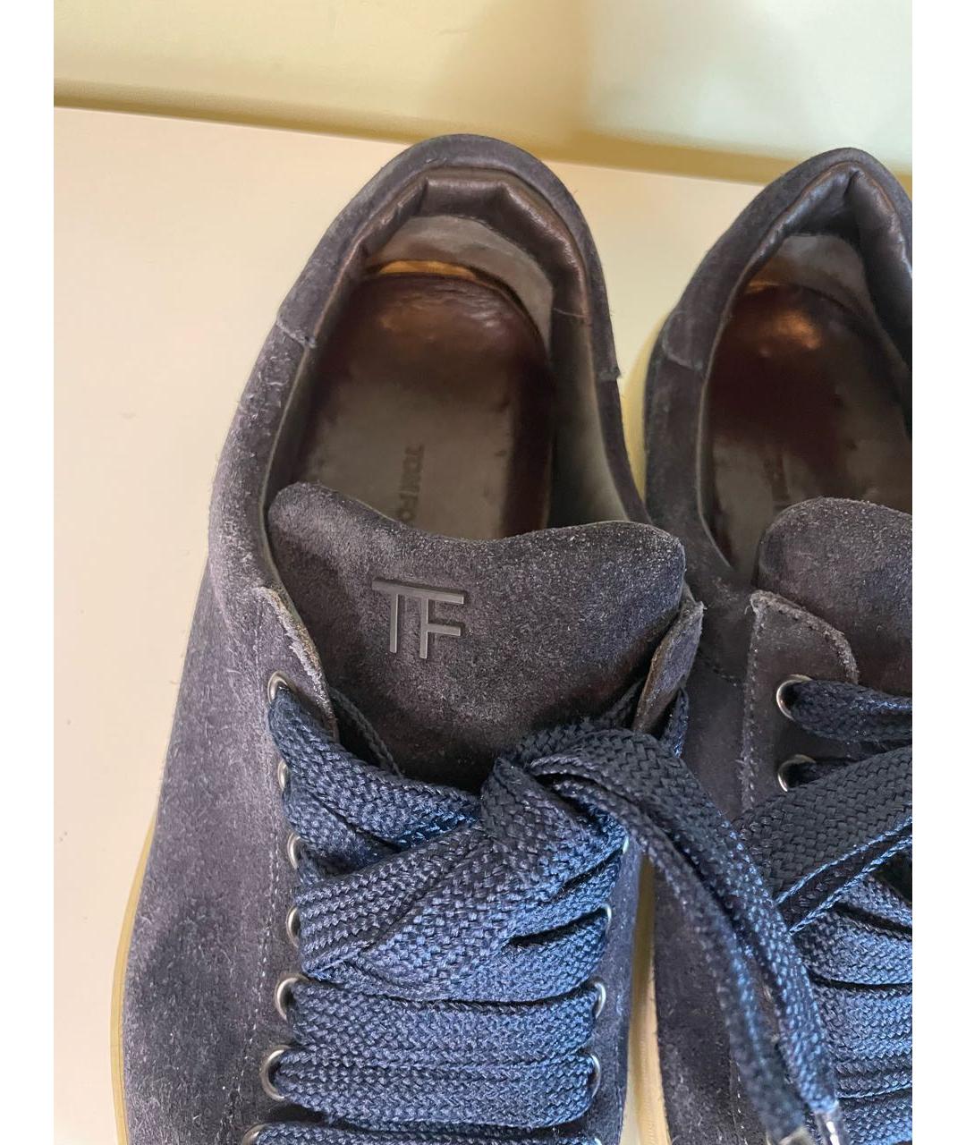 TOM FORD Темно-синие замшевые низкие кроссовки / кеды, фото 6