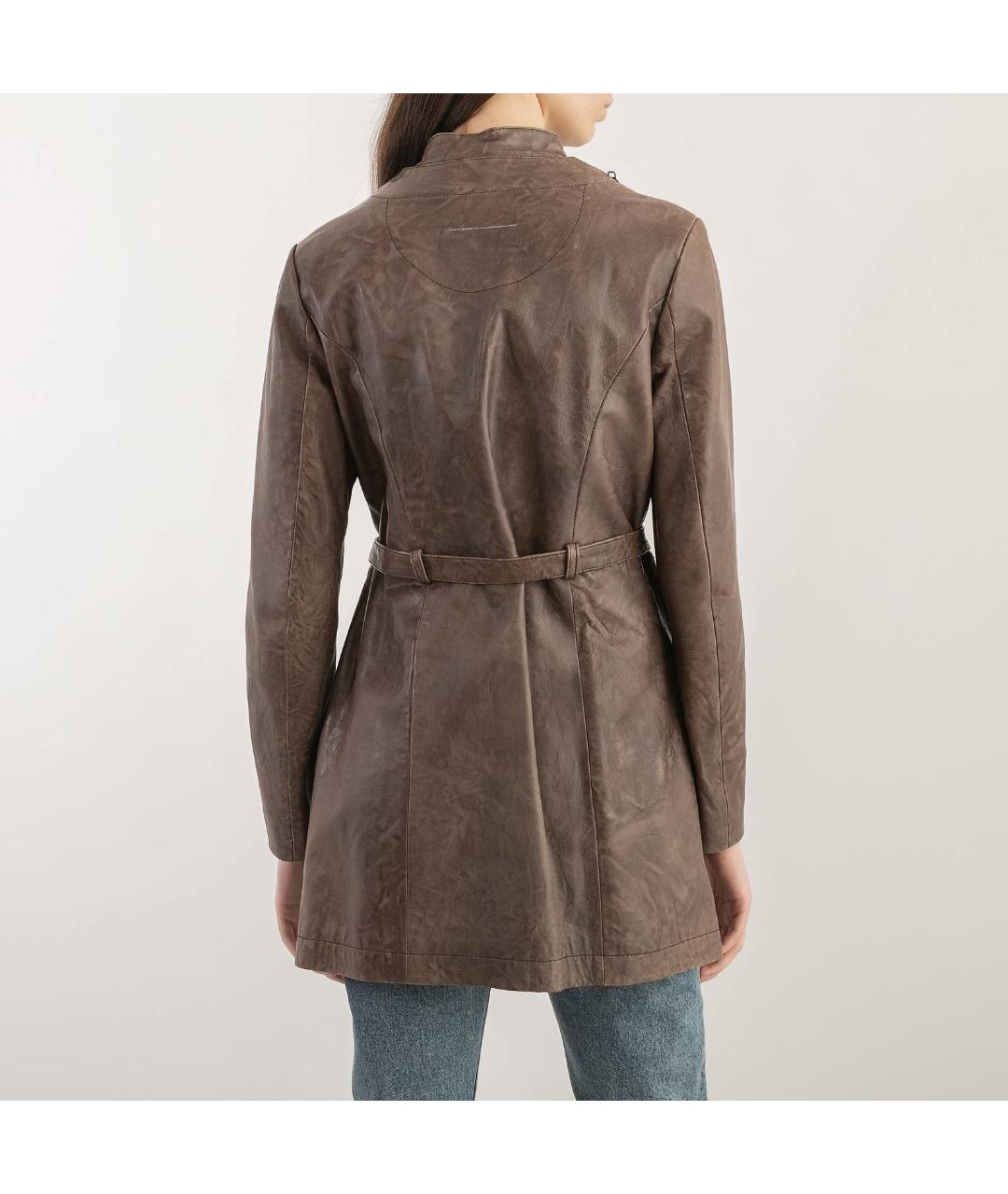 MM6 MAISON MARGIELA Коричневый кожаный жакет/пиджак, фото 4