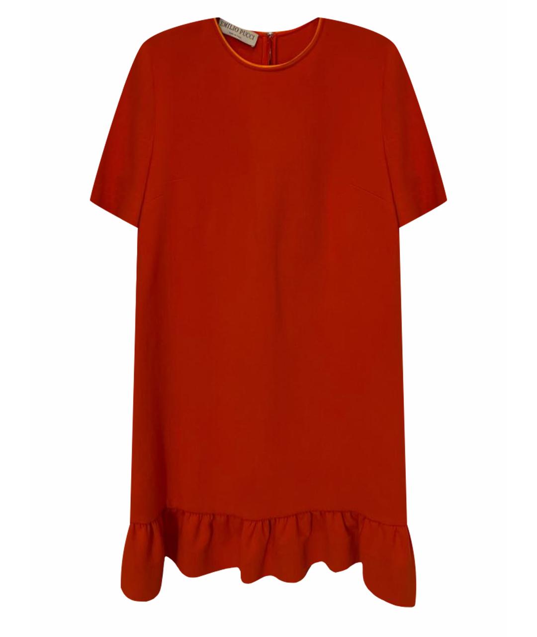 EMILIO PUCCI Оранжевое шерстяное повседневное платье, фото 1