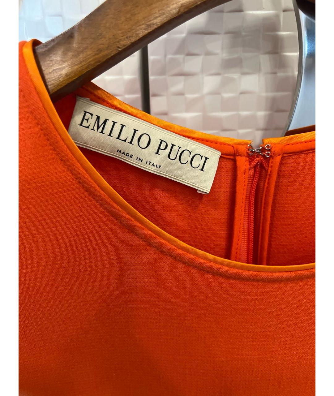 EMILIO PUCCI Оранжевое шерстяное повседневное платье, фото 3