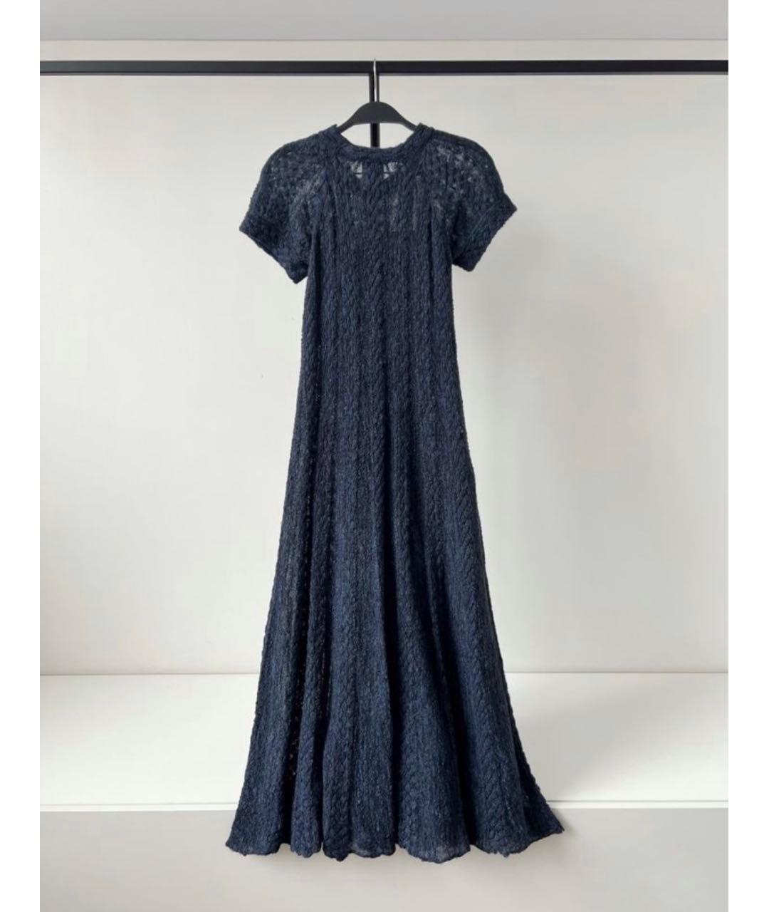 CHANEL Темно-синее шерстяное вечернее платье, фото 3