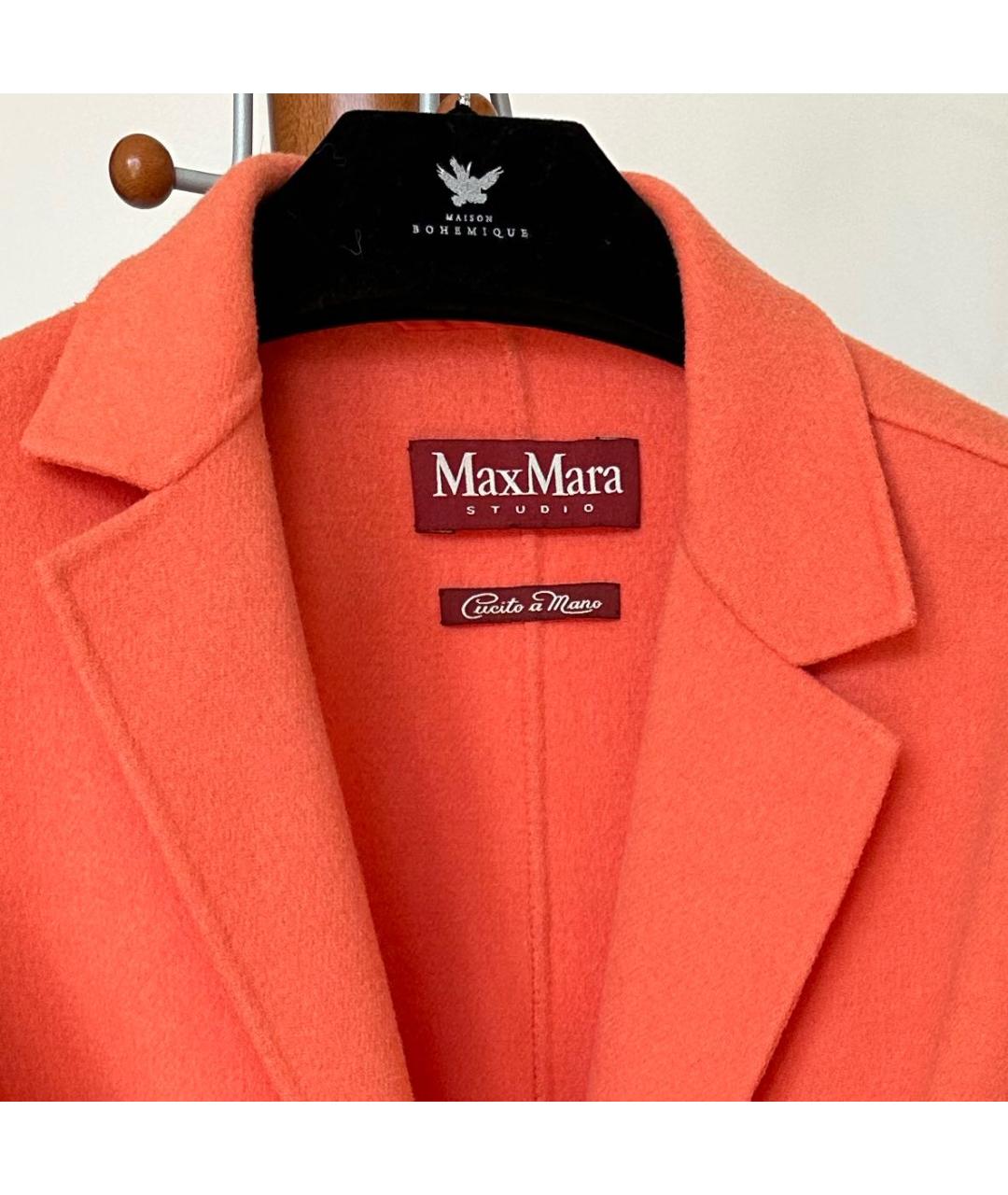 MAX MARA STUDIO Оранжевое шерстяное пальто, фото 3