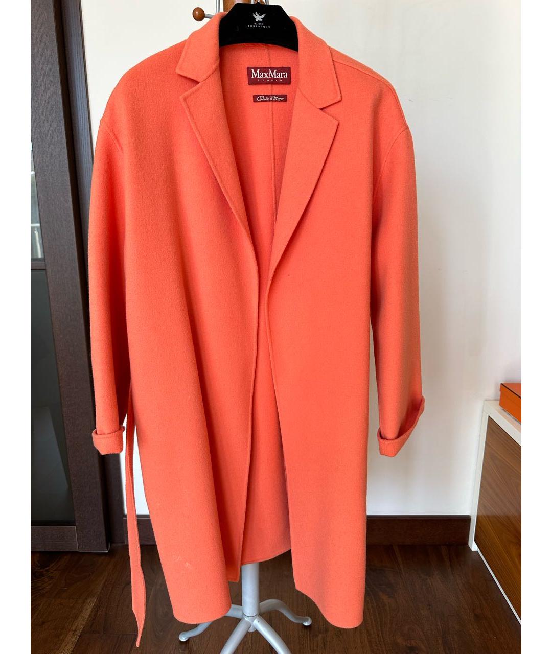 MAX MARA STUDIO Оранжевое шерстяное пальто, фото 5