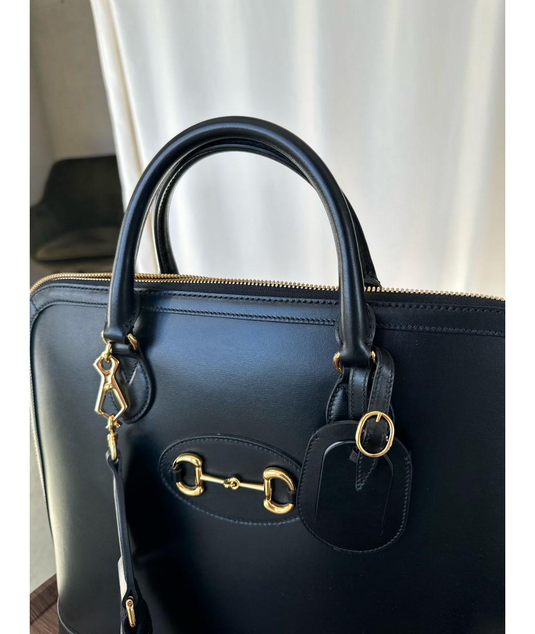 GUCCI Черная кожаная дорожная/спортивная сумка, фото 2